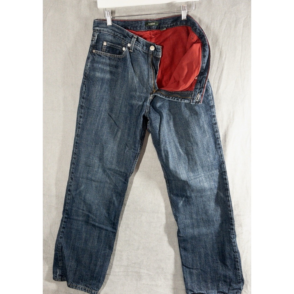 J Crew Jeans Mens 34x32 Fleece Lined Denim Relaxed Straight Leg Canada Made Y2K